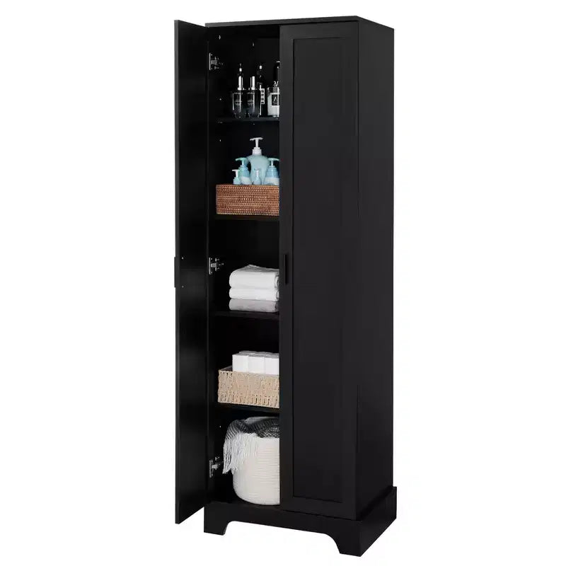 Armoire de rangement de salle de bain Whisen à double porte avec étagère réglable, armoire verticale