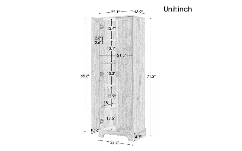 Armoire de rangement de salle de bain Whisen à double porte avec étagère réglable, armoire verticale