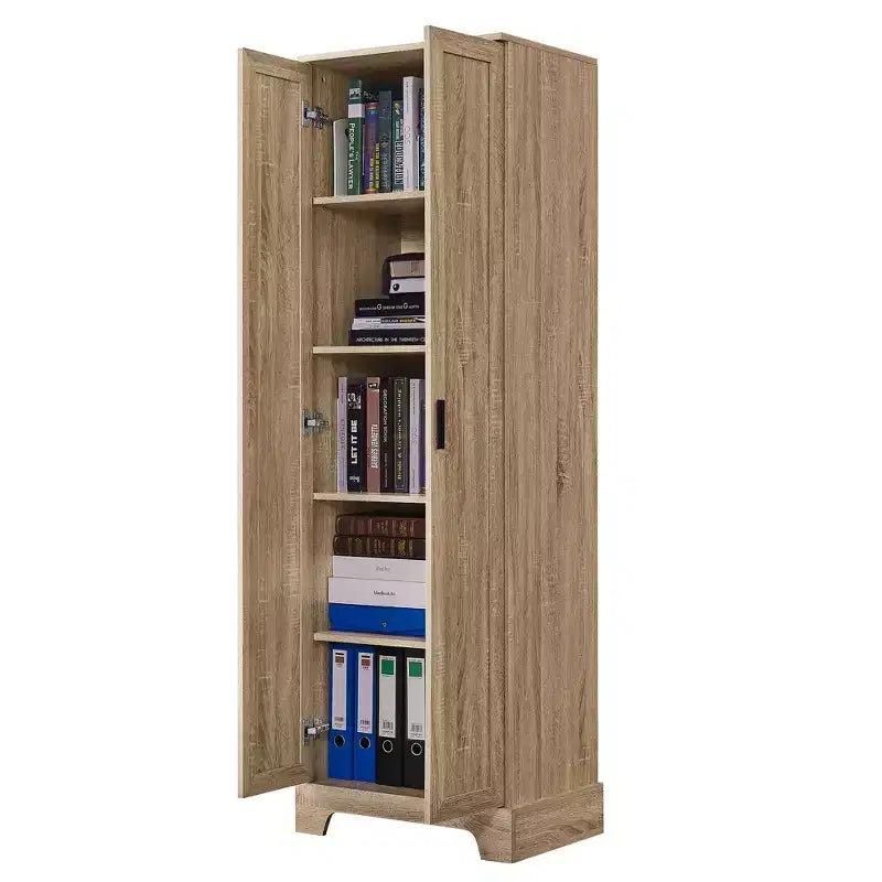 Armoire de rangement de salle de bain Whisen à double porte avec étagère réglable, armoire verticale