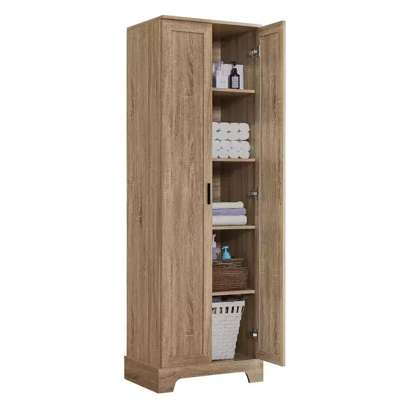 Armoire de rangement de salle de bain Whisen à double porte avec étagère réglable, armoire verticale
