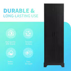 Armoire de rangement de salle de bain Whisen à double porte avec étagère réglable, armoire verticale