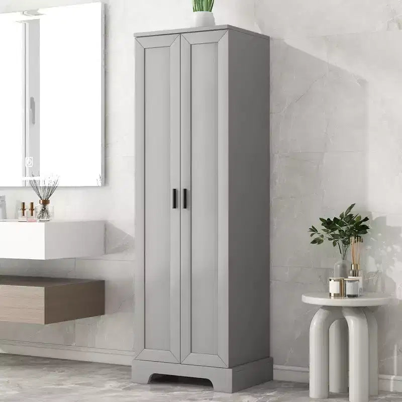 Armoire de rangement de salle de bain Whisen à double porte avec étagère réglable, armoire verticale