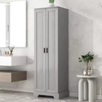 Armoire de rangement de salle de bain Whisen à double porte avec étagère réglable, armoire verticale