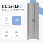 Armoire de rangement de salle de bain Whisen à double porte avec étagère réglable, armoire verticale