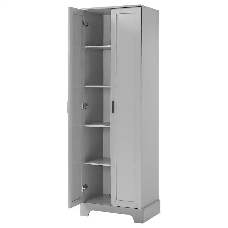 Armoire de rangement de salle de bain Whisen à double porte avec étagère réglable, armoire verticale