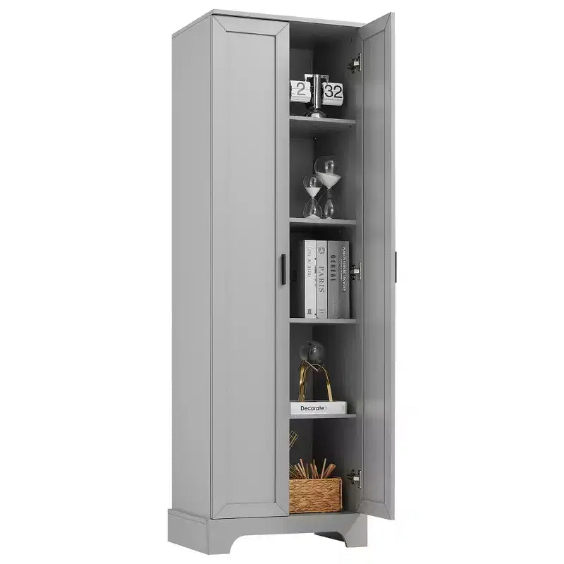 Armoire de rangement de salle de bain Whisen à double porte avec étagère réglable, armoire verticale