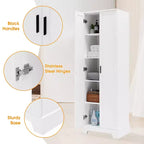 Armoire de rangement de salle de bain Whisen à double porte avec étagère réglable, armoire verticale