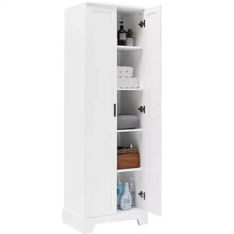 Armoire de rangement de salle de bain Whisen à double porte avec étagère réglable, armoire verticale