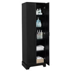 Armoire de rangement de salle de bain Whisen à double porte avec étagère réglable, armoire verticale
