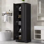Whisen Double Door Bathroom Storage Cabinet with Adjustable Shelf, Verticle Cabinet
