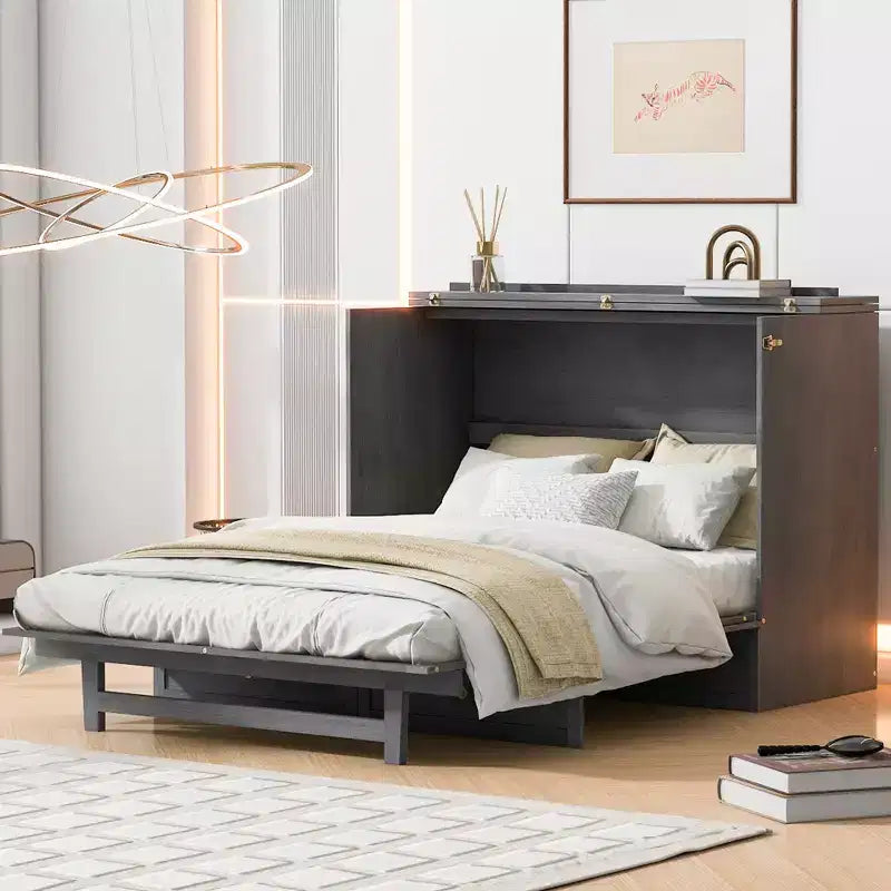 Lit escamotable grand lit/deux places avec grands tiroirs et ports USB - ModernLuxe