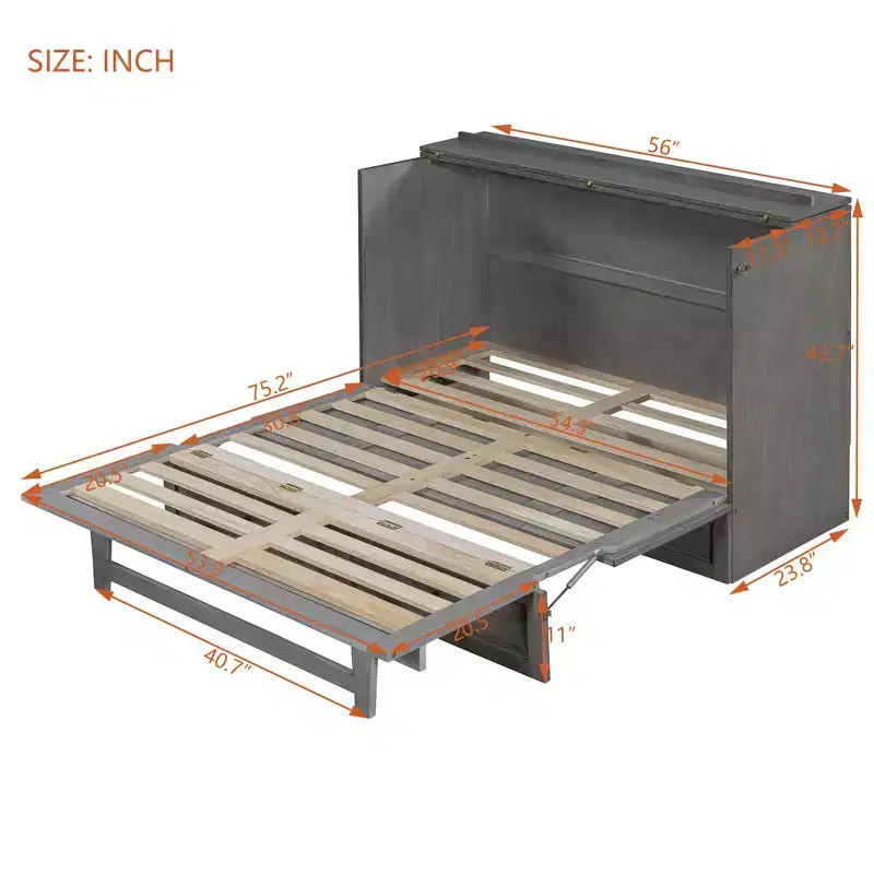 Lit escamotable grand lit/deux places avec grands tiroirs et ports USB - ModernLuxe