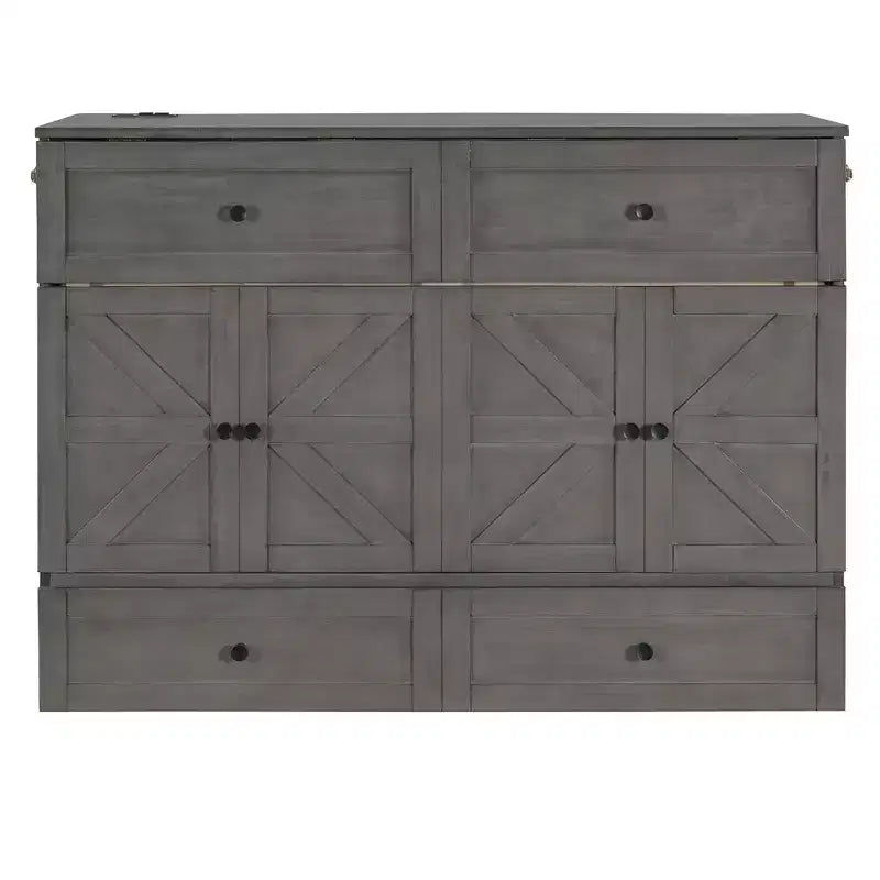 Lit escamotable grand lit/deux places avec grands tiroirs et ports USB - ModernLuxe