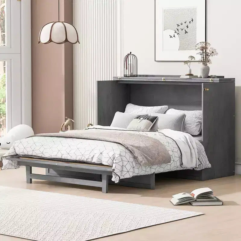 Lit escamotable grand lit/deux places avec grands tiroirs et ports USB - ModernLuxe