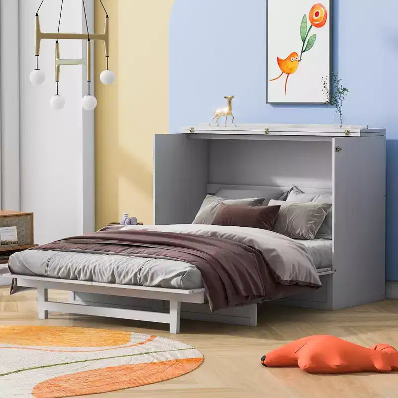 Lit escamotable grand lit/deux places avec grands tiroirs et ports USB - ModernLuxe