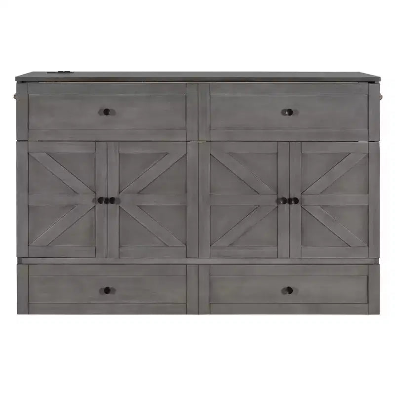 Lit escamotable grand lit/deux places avec grands tiroirs et ports USB - ModernLuxe