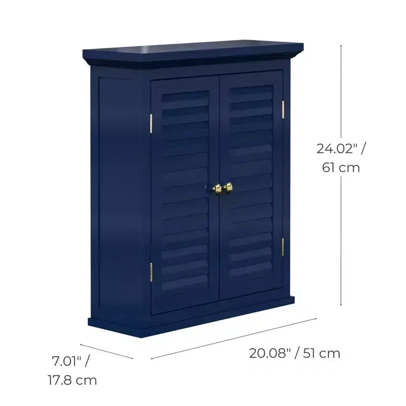 Meuble haut amovible à deux portes Teamson Home Glancy avec fausses portes à persiennes, bleu marine