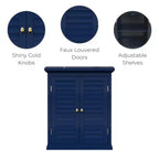 Meuble haut amovible à deux portes Teamson Home Glancy avec fausses portes à persiennes, bleu marine