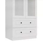 Armoire en bois blanc Keloyid de 80 cm avec 2 tiroirs et 2 portes vitrées