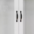 Armoire en bois blanc Keloyid de 80 cm avec 2 tiroirs et 2 portes vitrées
