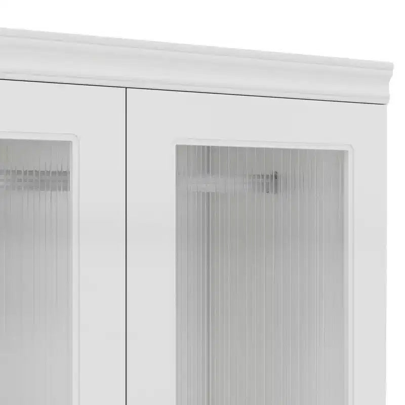 Armoire en bois blanc Keloyid de 80 cm avec 2 tiroirs et 2 portes vitrées