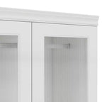 Armoire en bois blanc Keloyid de 80 cm avec 2 tiroirs et 2 portes vitrées