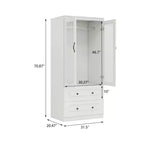 Armoire en bois blanc Keloyid de 80 cm avec 2 tiroirs et 2 portes vitrées