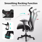 Chaise de bureau ergonomique en maille certifiée BIFMA avec coussin de 8,9 cm, support lombaire réglable, accoudoirs relevables, capacité de 150 kg