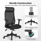 Chaise de bureau ergonomique en maille certifiée BIFMA avec coussin de 8,9 cm, support lombaire réglable, accoudoirs relevables, capacité de 150 kg
