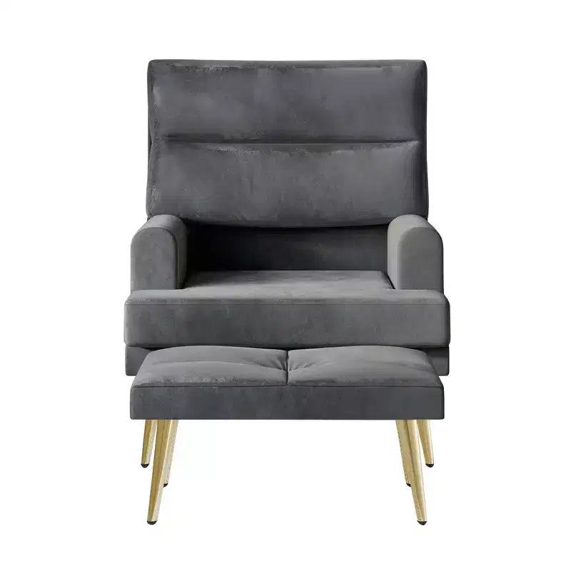 Fauteuil d'appoint avec ottoman en velours ChaletPosh