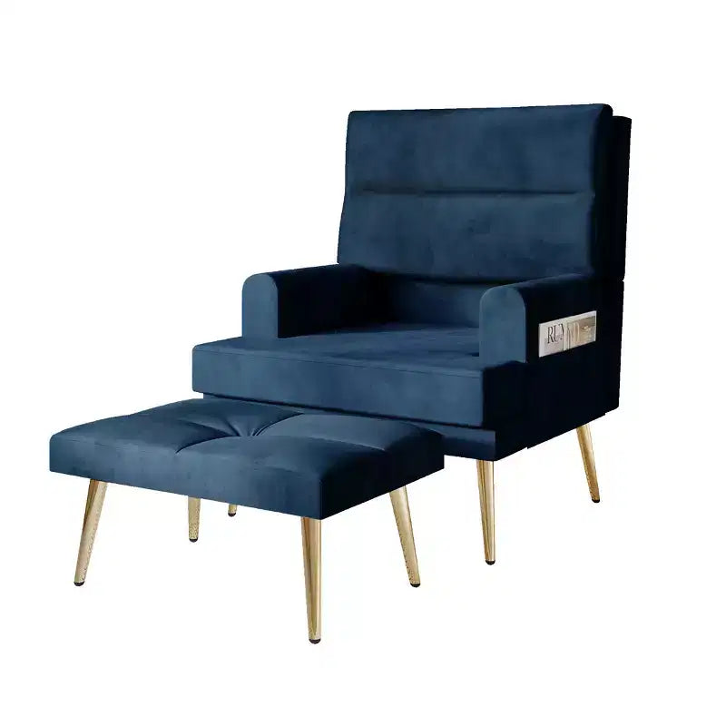 Fauteuil d'appoint avec ottoman en velours ChaletPosh