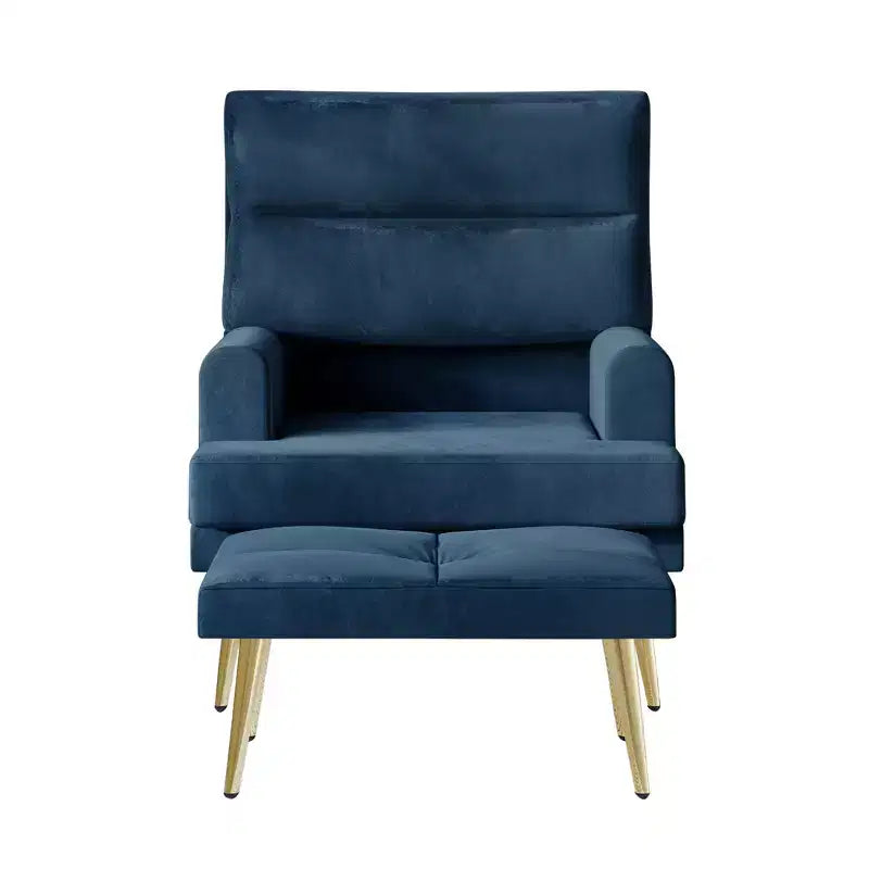 Fauteuil d'appoint avec ottoman en velours ChaletPosh
