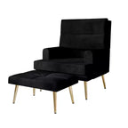 Fauteuil d'appoint avec ottoman en velours ChaletPosh