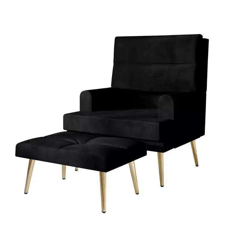 Fauteuil d'appoint avec ottoman en velours ChaletPosh