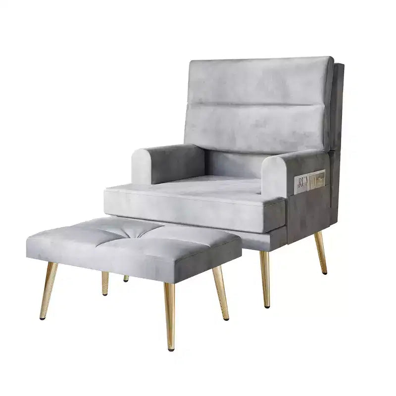 Fauteuil d'appoint avec ottoman en velours ChaletPosh