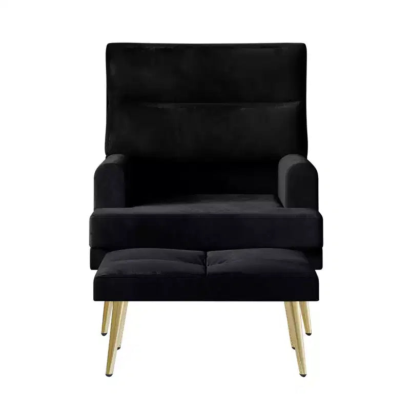 Fauteuil d'appoint avec ottoman en velours ChaletPosh