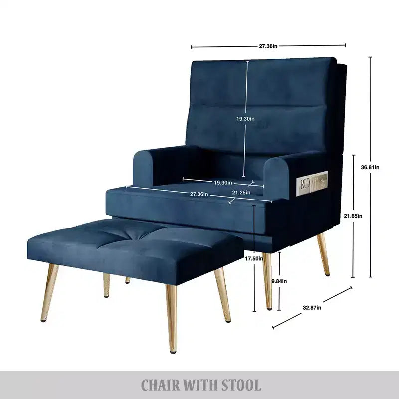 Fauteuil d'appoint avec ottoman en velours ChaletPosh
