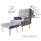 Fauteuil d'appoint avec ottoman en velours ChaletPosh