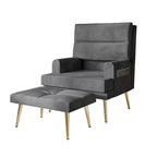 Fauteuil d'appoint avec ottoman en velours ChaletPosh