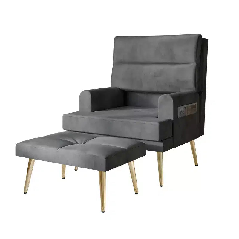 Fauteuil d'appoint avec ottoman en velours ChaletPosh
