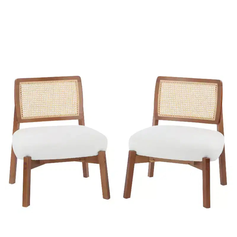 Lot de 2 fauteuils d'appoint, fauteuil de salon moderne avec dossier tissé, pour salon, chambre, beige - ModernLuxe