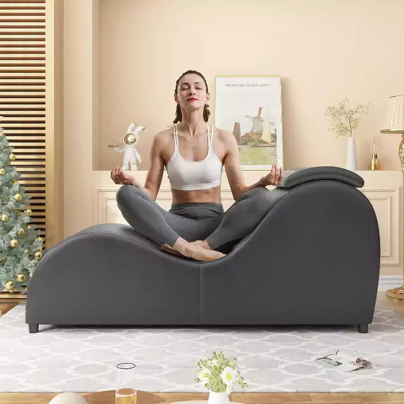 Mjkone Chaise Longue de Yoga 60 Pouces avec Coussin de Tête Réglable