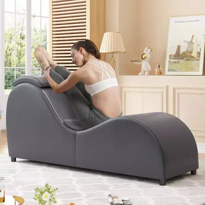 Mjkone Chaise Longue de Yoga 60 Pouces avec Coussin de Tête Réglable