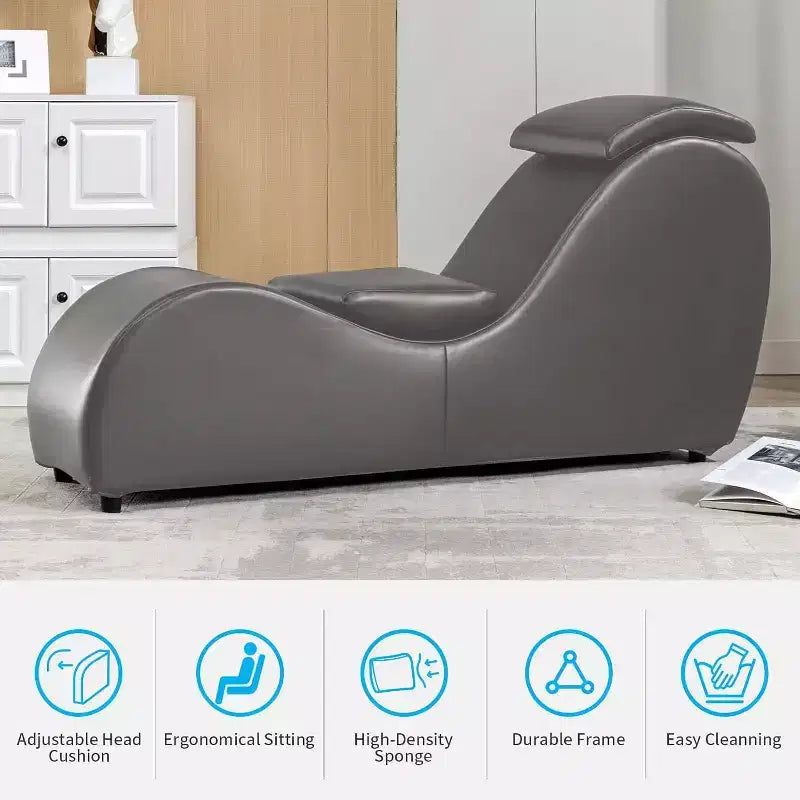 Mjkone Chaise Longue de Yoga 60 Pouces avec Coussin de Tête Réglable