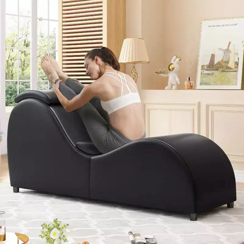 Mjkone Chaise Longue de Yoga 60 Pouces avec Coussin de Tête Réglable