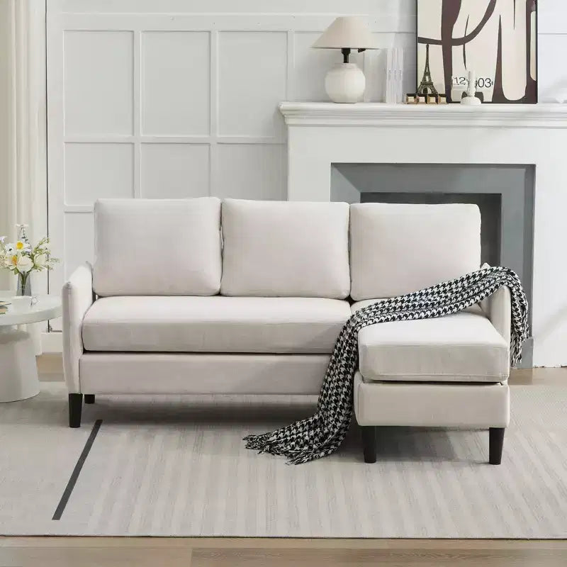 Ensemble de canapé d'angle réversible de luxe Hyleory - Tissu en mélange de lin, design modulaire gauche/droite, cadre robuste pour salon et studio.