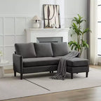 Ensemble de canapé d'angle réversible de luxe Hyleory - Tissu en mélange de lin, design modulaire gauche/droite, cadre robuste pour salon et studio.