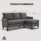 Ensemble de canapé d'angle réversible de luxe Hyleory - Tissu en mélange de lin, design modulaire gauche/droite, cadre robuste pour salon et studio.