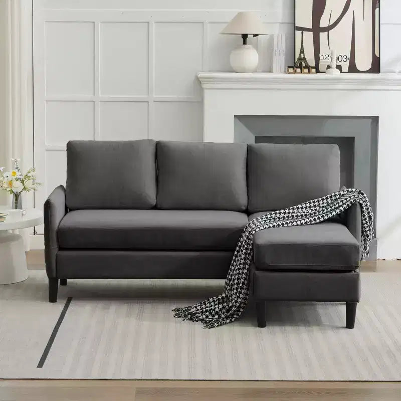 Ensemble de canapé d'angle réversible de luxe Hyleory - Tissu en mélange de lin, design modulaire gauche/droite, cadre robuste pour salon et studio.