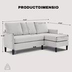 Ensemble de canapé d'angle réversible de luxe Hyleory - Tissu en mélange de lin, design modulaire gauche/droite, cadre robuste pour salon et studio.